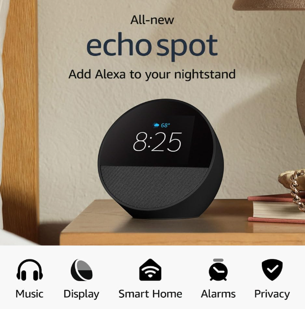 Echo Spot (modelo de 2024) con bombilla inteligente LED Sengled