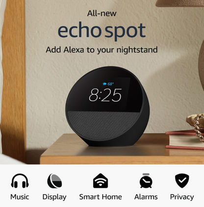 Echo Spot (modelo de 2024) con bombilla inteligente LED Sengled